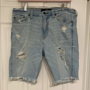 Hollister Distressed Light Blue Denim Shorts size 33 waist (see comments)
